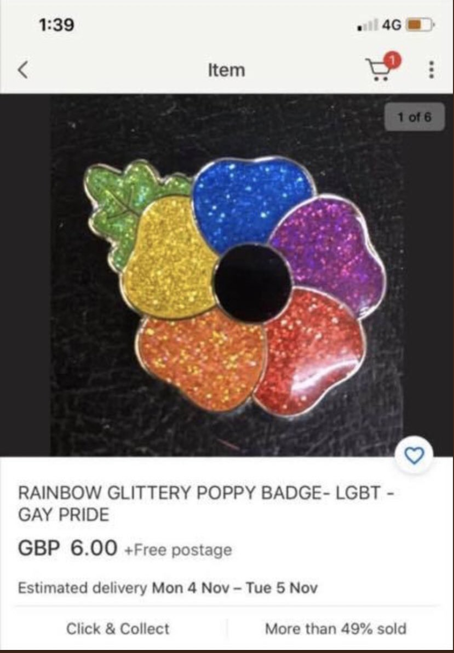 Screenshot of rainbow poppy being sold on eBay for £6
