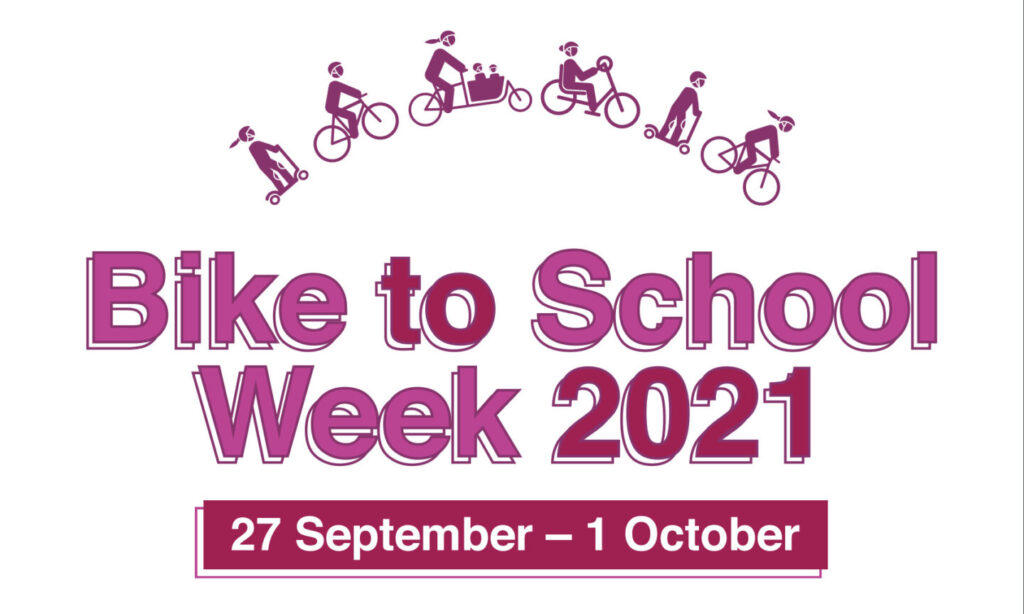 Text Writes 'Bike To School Week 2021. 27 September - 1 October'